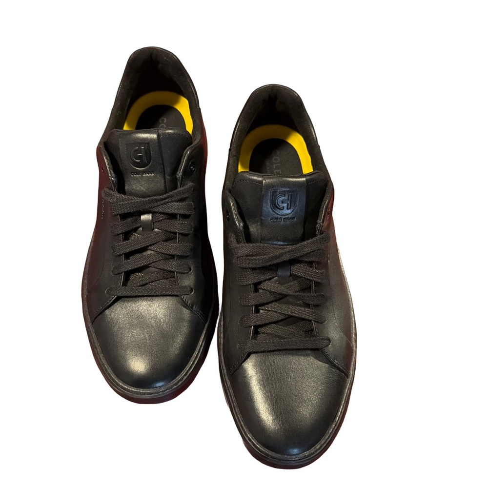 Cole Haan Black Leather Sneakers with Yellow Insoles